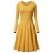 Women's Solid Color Round Neck Long Sleeve Loose Dress Fashion For Europe And America_ecoleips.com
