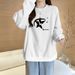 Women's Oversized Fleece Lined Thickened American Retro Sweatshirt Autumn/Winter New Popular Lazy Top Style 2023_ecoleips.com