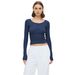 2025 New Fashionable Women's Solid Color Knit Sweater With Buttoned Ribbed Round Neck, Versatile Long-Sleeve Top For_ecoleips.com
