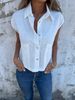 Women's Clothing Summer Solid Color Lapel Cotton And Linen Vest_ecoleips.com