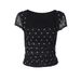 Summer Retro Polka Dot Print Bandeau Top for Women Short Sleeves Mesh Trim European And American Style Hot Girl Look_ecoleips.com