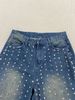 Stylish Rhinestone Embellished Women's Jeans - High Waist Straight Leg Denim Pants For Casual & Party Wear_ecoleips.com