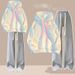Premium Heavyweight Hoodie & Jogger Set For Girls – Cozy Fleece-Lined Two-Piece (Beige/Green/Purple, S-XL) | Cute Anime Print Matching Outfit_ecoleips.com