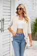 Women's Solid Color Knit Cardigan Summer Flutter Sleeve Open Front Cover-Up Casual Office Wear Breathable Cotton Blend_ecoleips.com
