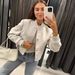 Trendy Long-Sleeve Soft Faux Leather Bomber Jacket For Women - Lightweight Polyester Blend, Relaxed Fit With Stand Collar, Casual Outerwear_ecoleips.com