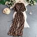 Women's Sexy V Neck Jumpsuit Single Breasted Slimming Printed Wide Leg Trousers Tie Waist Summer Romper_ecoleips.com