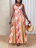 Plus-size Elegant Dress, Fitted Waist And Slimming Square Neck Sleeveless Long Dress, Summer Sleeveless A-line Full Skirt Slimming Dress, Suitable For Daily Commuting, Casual Vacation, And Dates._ecoleips.com