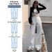Women's High-Waisted Wide Leg Jeans White Loose Fit Slim Straight Leg Drape Detail Early Autumn Style for Petite Figures_ecoleips.com