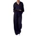 Women's Clothing 2 Piece Set Large Size Fashion Shirt Set High Waist Loose Pants_ecoleips.com