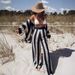2025 Summer Women's Fashion V-neck Hollow Striped Shirt Loose Knitted Wide-leg Pants Set_ecoleips.com