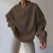 Women's Clothing Casual Solid Color Long Sleeve Oversized Pullover Sweatshirt Long Sleeve Crewneck Cotton Blend Loose Fit Streetwear T-Shirt Top_ecoleips.com