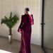 Modest Evening Dress/Formal Dress Women Elegant Retro Long Sleeve Maxi Dress– High Waist, Puff Sleeve, Wrap Hem – Vintage-Inspired(Black, Burgundy)_ecoleips.com