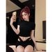 Lace Pure Desire Sexy Sleeve T-Shirt For Women Summer Hot Girl Short Top Waist-Exposing Two-Piece Slim Fit_ecoleips.com