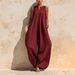 Women's Elegant Comfortable Sleeveless Jumpsuit V Neck Wide Leg Solid Color Simple European And American Style Cross Border Fashion Romper_ecoleips.com