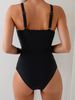 2026 New Solid Cross One Piece Swimsuit For Women Plus Size Swimwear Push Up Bathing Suit Beachwear Large Size Swimming Suit XXL_ecoleips.com