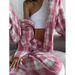 Spring/Summer Niche Grid Pattern Casual Set: Women's Long-Sleeved Pants & Long-Sleeved Shirt In A Two-Piece Set_ecoleips.com