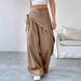 Designer Asymmetrical Wide-Leg Pants For Women – High-Waisted Polyester Dress Trousers With Unique Hemline, Office & Casual Chic_ecoleips.com