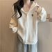 real-shot Hooded Zip-up Fleece Sweatshirt Women, Suitable For Spring, Autumn, And Winter, Loose-fitting,_ecoleips.com