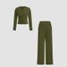 Stylish Knit Button-Up Long Sleeve Top & Wide Leg Pants Set - Comfortable Casual Outfit For Women (XS-XXL, Multiple Colors)_ecoleips.com