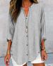 Women's Clothing Autumn And Winter New Casual Fashion Button Striped Long Sleeved Solid Color Shirt_ecoleips.com