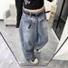 Women's Sweet Cool Embroidered Curved Blade Jeans Loose Fit Slimming Wide Leg Floor Length Trousers Autumn Design_ecoleips.com