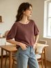Loose Soft Breathable Half Sleeve Knit Top_ecoleips.com