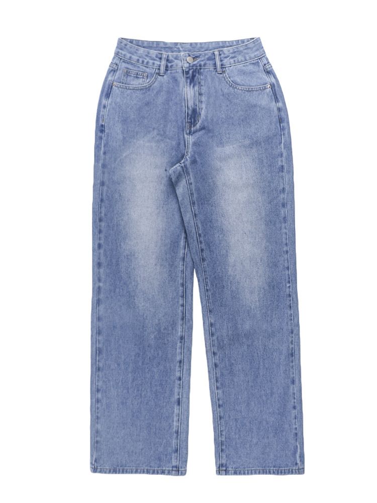 Women’s Clothing Women's Solid Washed Loose Jeans Street Style Loose Jeans Casual Wide Leg Pants_ecoleips.com