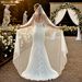 Manzhen Long Waltz Bridal Veil European American Style Pearl Soft Net with Hair Comb Versatile Wedding Headdress V172_ecoleips.com