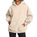Women's Solid Color Hooded Long Sleeve Sweatshirt Loose Fitting Top For Spring And Autumn Hot Selling_ecoleips.com