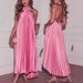 Women's Clothing Summer Solid Color Halter Neck Fashion Pleated Sexy Backless Dress_ecoleips.com
