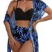 Maple Leaf Print High-Waisted Bikini Swimsuit Women's Slimming Mesh Jacket Triangle Top New_ecoleips.com
