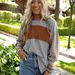 2025 European American Women's Spring And Autumn New Pullover Round Neck Casual Striped Color-Block_ecoleips.com