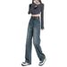 Straight-leg Jeans For Women 2025 New Spring And Autumn High-waisted Slimming Petite Design Wide-leg Pants_ecoleips.com