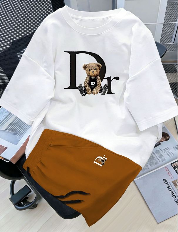 Women's Plus Size Loose Fit Short Sleeve T-Shirt Retro Bear Print Versatile Everyday Summer Top For Dates And Outings_ecoleips.com