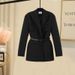 Plus Size Women's Autumn Suit Set | Tapered Waist Blazer & High-Waist Shorts (Chic, Versatile & Flattering Fit)_ecoleips.com