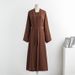 Women's Dubai Two-Piece Set Robe Tie Large Size Ice Silk Wrinkle Dress_ecoleips.com