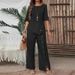 Women's Clothing Trousers Suit Elegant Fashion Casual Button Half Sleeve Shirt Loose Two Piece Suit_ecoleips.com