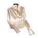 Women's Two-Piece Set - White Shirt With Gold Accents & Midi Skirt - Modern Professional Office Outfit_ecoleips.com