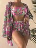 Women's Clothing Fashion Bikini Sexy Blouse Long Sleeve Multi Color Print Four Piece Women's Swimsuit_ecoleips.com