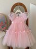 Princess Style Bubble Sleeve Mesh Skirt For Little Girls Summer 2025 Fashionable Cute Fairy Tale Princess Dress Girls Skirt_ecoleips.com