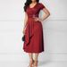 2026 Women Asymmetric Big Swing V Neck Dress, Fashion Elegant European American Casual Dress_ecoleips.com