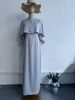 Women's Clothing New Solid Color Satin Bat Shawl Temperament Waist Long Sleeve Dress_ecoleips.com