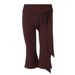 European American Style Women's Slim Fit Solid Color Casual Pants Tie up Slightly Flared Seven Point Fashion Bottoms for Summer 2026_ecoleips.com