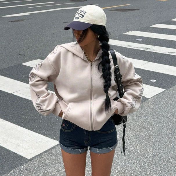 ANS Women's College Style Long Sleeve Cardigan Sweatshirt Jacket Loose Top Trendy Streetwear For Autumn Couple_ecoleips.com