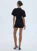 JULISSA MO Elegant Round Neck Metal Button Women Mini Dress Black Short Sleeve Ruched Dress Female Spring Slim Party Club Dress_ecoleips.com
