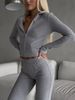 Women's Slim Fit Two Piece Sports Suit Casual Street Style Top And Tight Pants Navel Baring Polyester_ecoleips.com