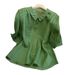 Women's Clothing New Lapel Cotton Shirt Five Point Sleeve Thin Loose Solid Color Temperament Retro Fashion Tops Women_ecoleips.com