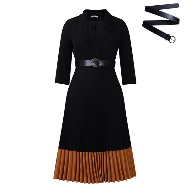 Women's Clothing Autumn And Winter European And American Fashion Women's Suit Collar Fashion OL Elegant Pleated African Dress_ecoleips.com