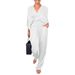 Summer Women's Solid Color Satin Short-Sleeved Top Pants Suit For Women_ecoleips.com