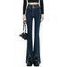 Sexy Slim-fit Women's Jeans Front Side Seams, Slimming Height-enhancing, With A Cross-design Slit And Slight Flare_ecoleips.com
